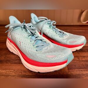 Hoka One One Clifton 8 Womens Size 9B Eggshell Blue Athletic Shoes 1119394